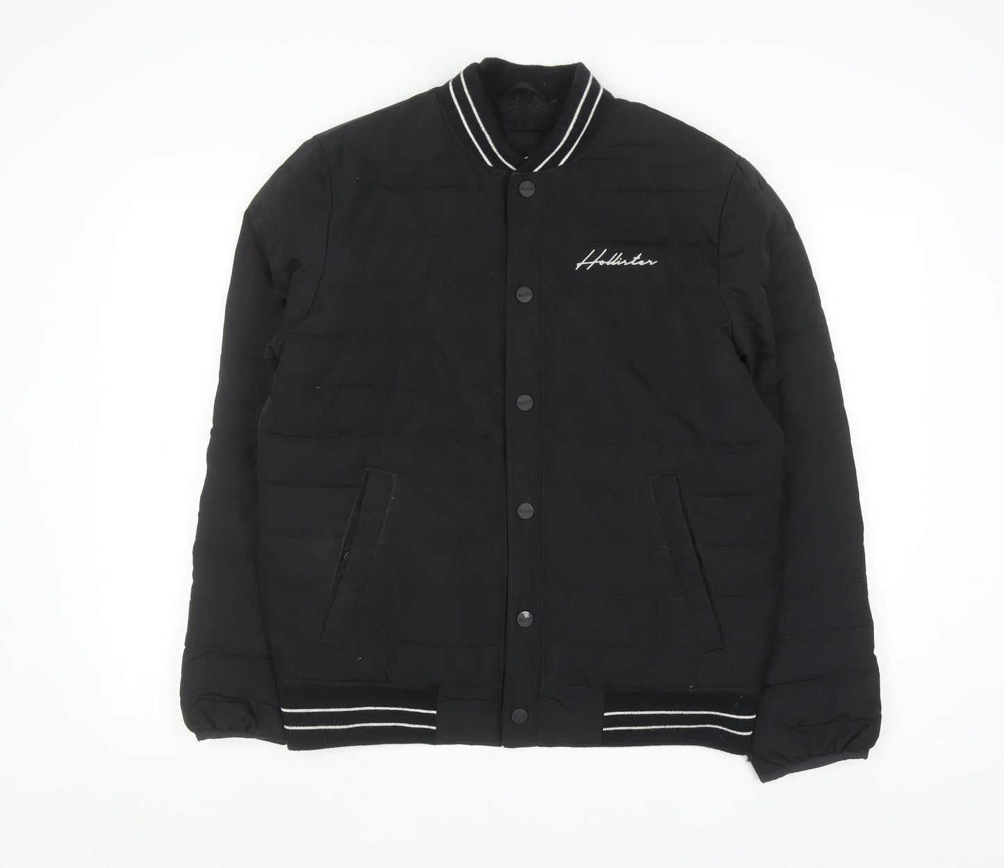 Hollister Mens Black S Varsity Jacket Padded Bomber Style