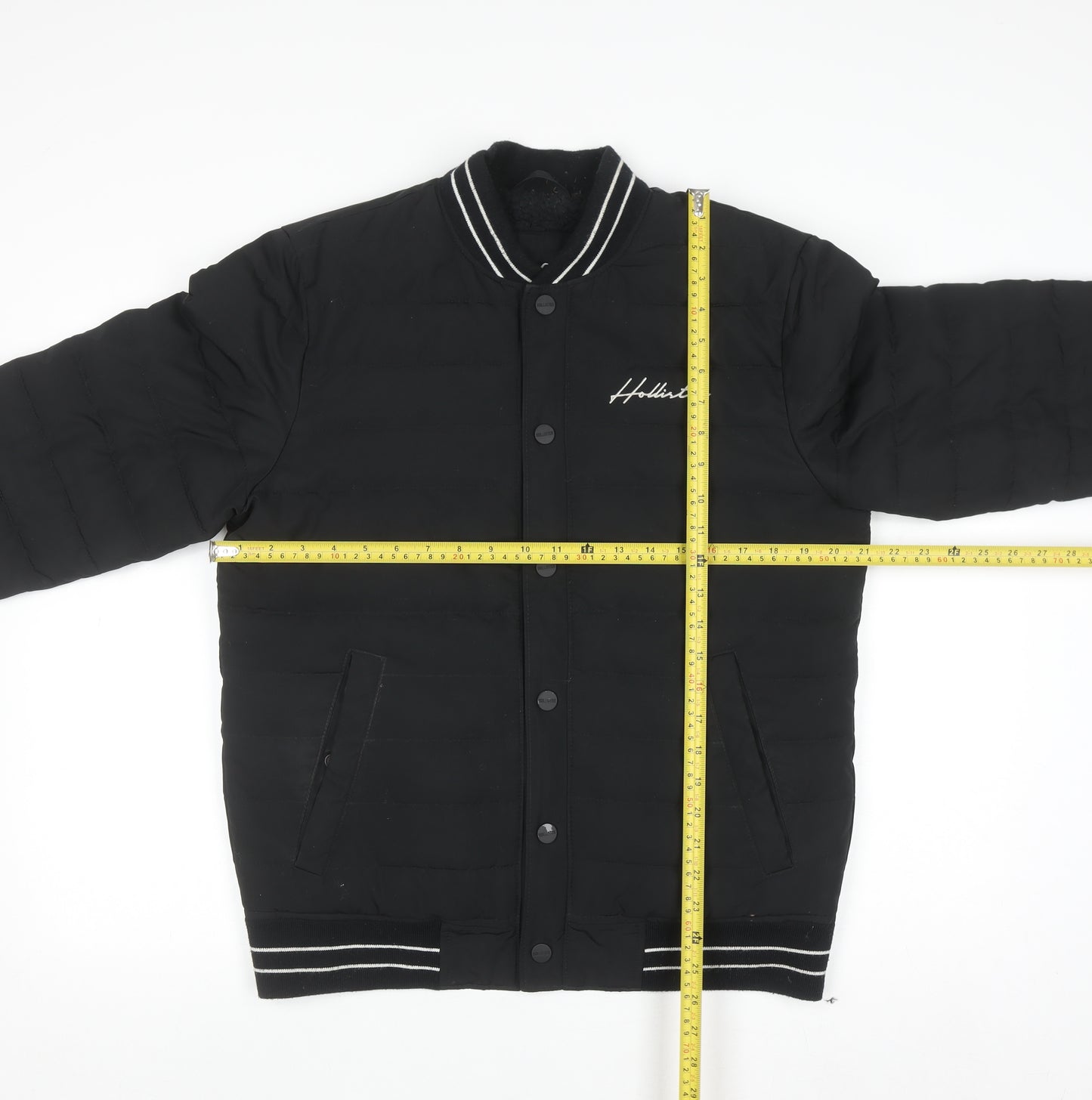 Hollister Mens Black S Varsity Jacket Padded Bomber Style