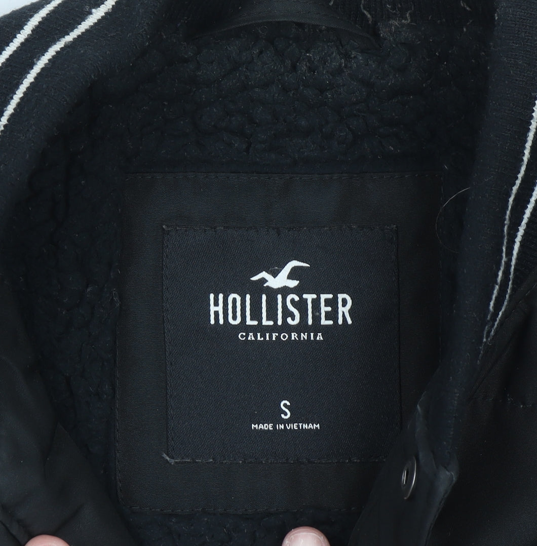 Hollister Mens Black S Varsity Jacket Padded Bomber Style