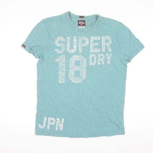 Superdry Men's Green Graphic Print Crew Neck Cotton T-Shirt Size M