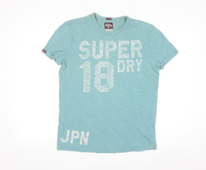 Superdry Men's Green Graphic Print Crew Neck Cotton T-Shirt Size M