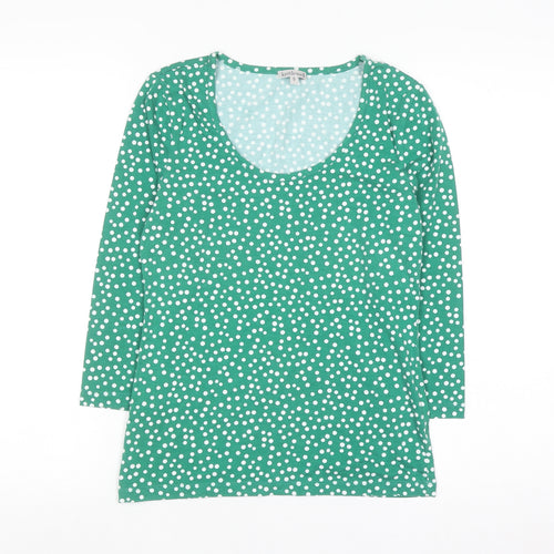 Kettlewell Women's Green Polka Dot 3/4 Sleeve Scoop Neck T-Shirt Size S