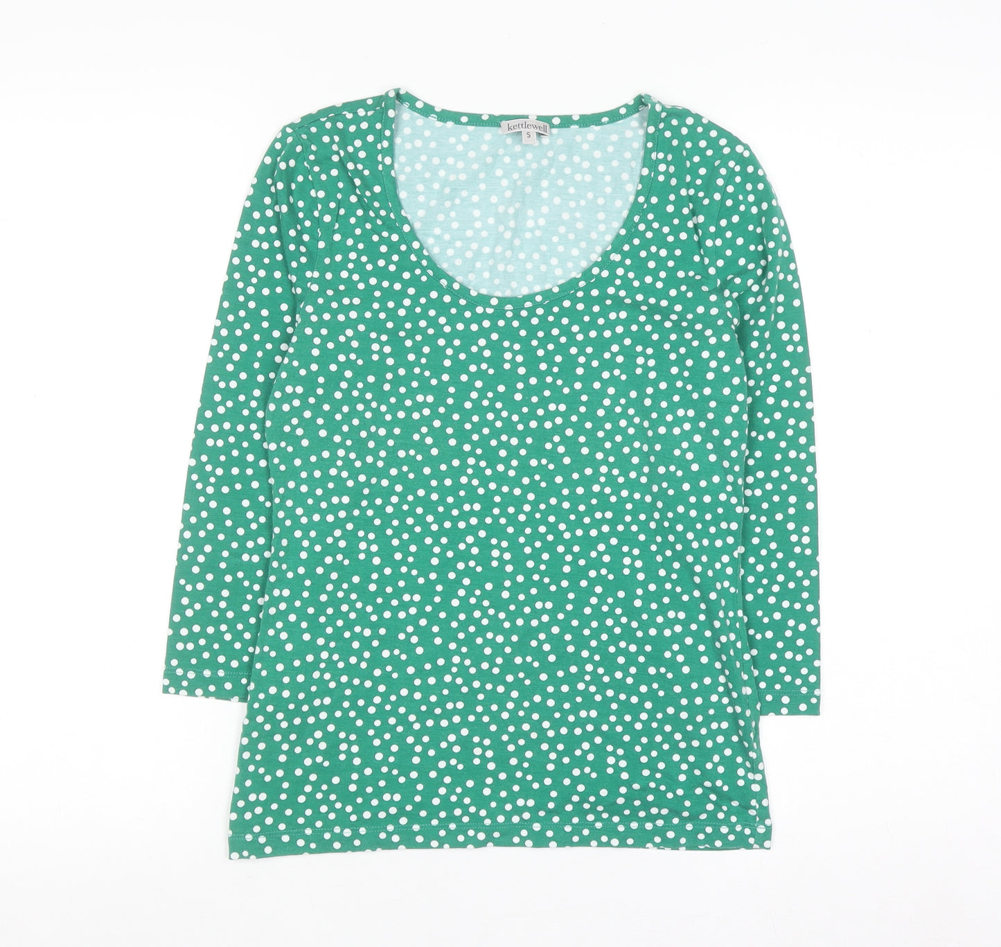 Kettlewell Women's Green Polka Dot 3/4 Sleeve Scoop Neck T-Shirt Size S
