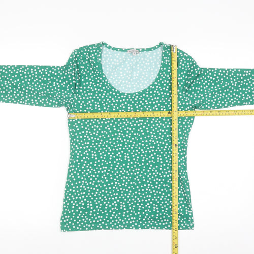 Kettlewell Women's Green Polka Dot 3/4 Sleeve Scoop Neck T-Shirt Size S