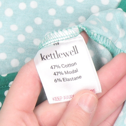 Kettlewell Women's Green Polka Dot 3/4 Sleeve Scoop Neck T-Shirt Size S