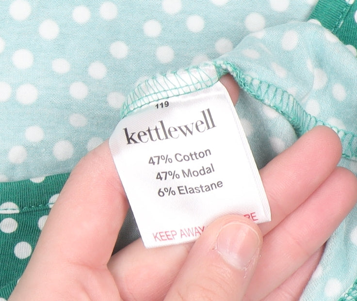 Kettlewell Women's Green Polka Dot 3/4 Sleeve Scoop Neck T-Shirt Size S