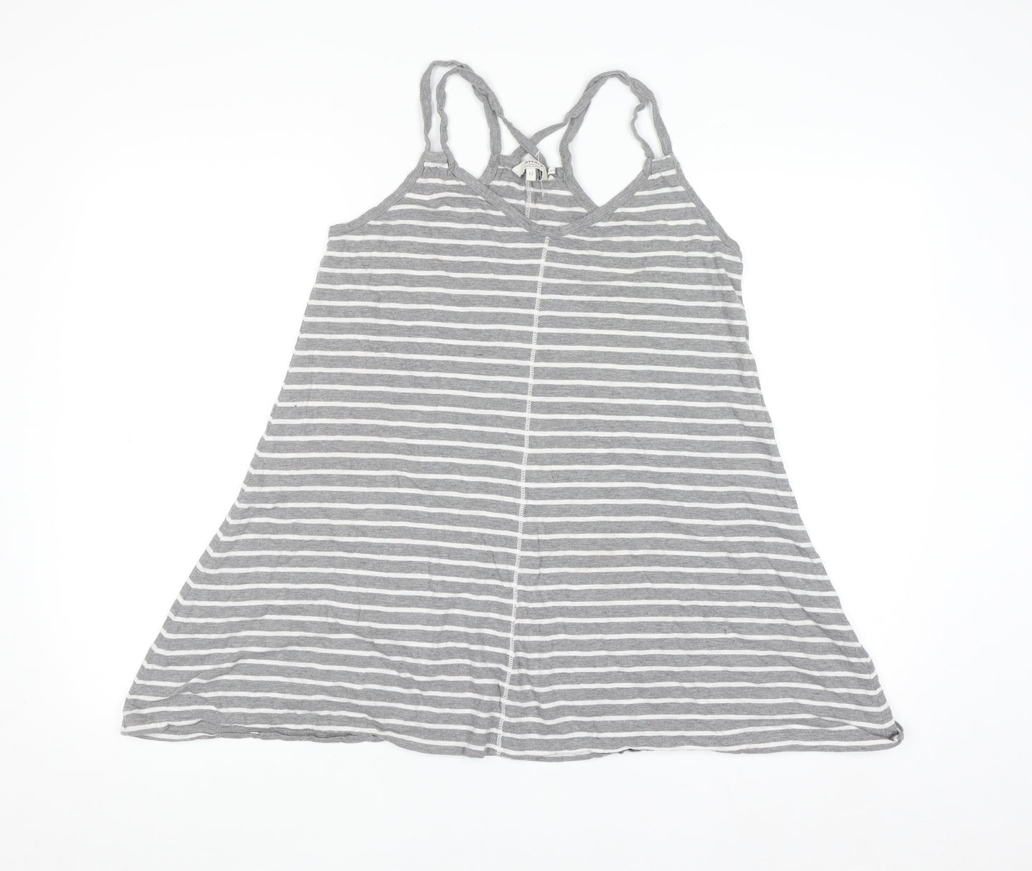 FatFace Women's Grey Striped Cotton Modal Camisole Tank Top Size 12