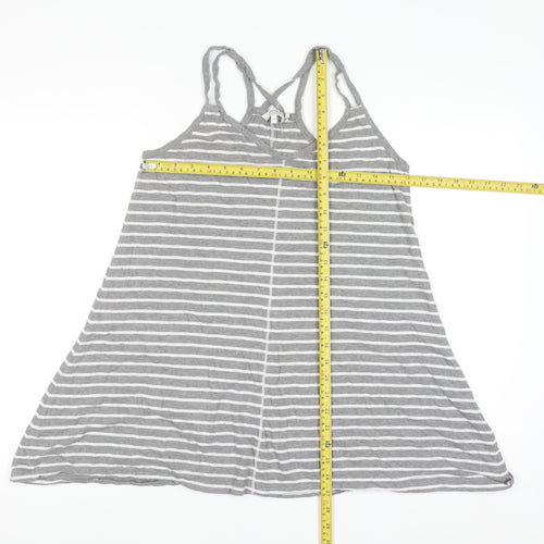 FatFace Women's Grey Striped Cotton Modal Camisole Tank Top Size 12