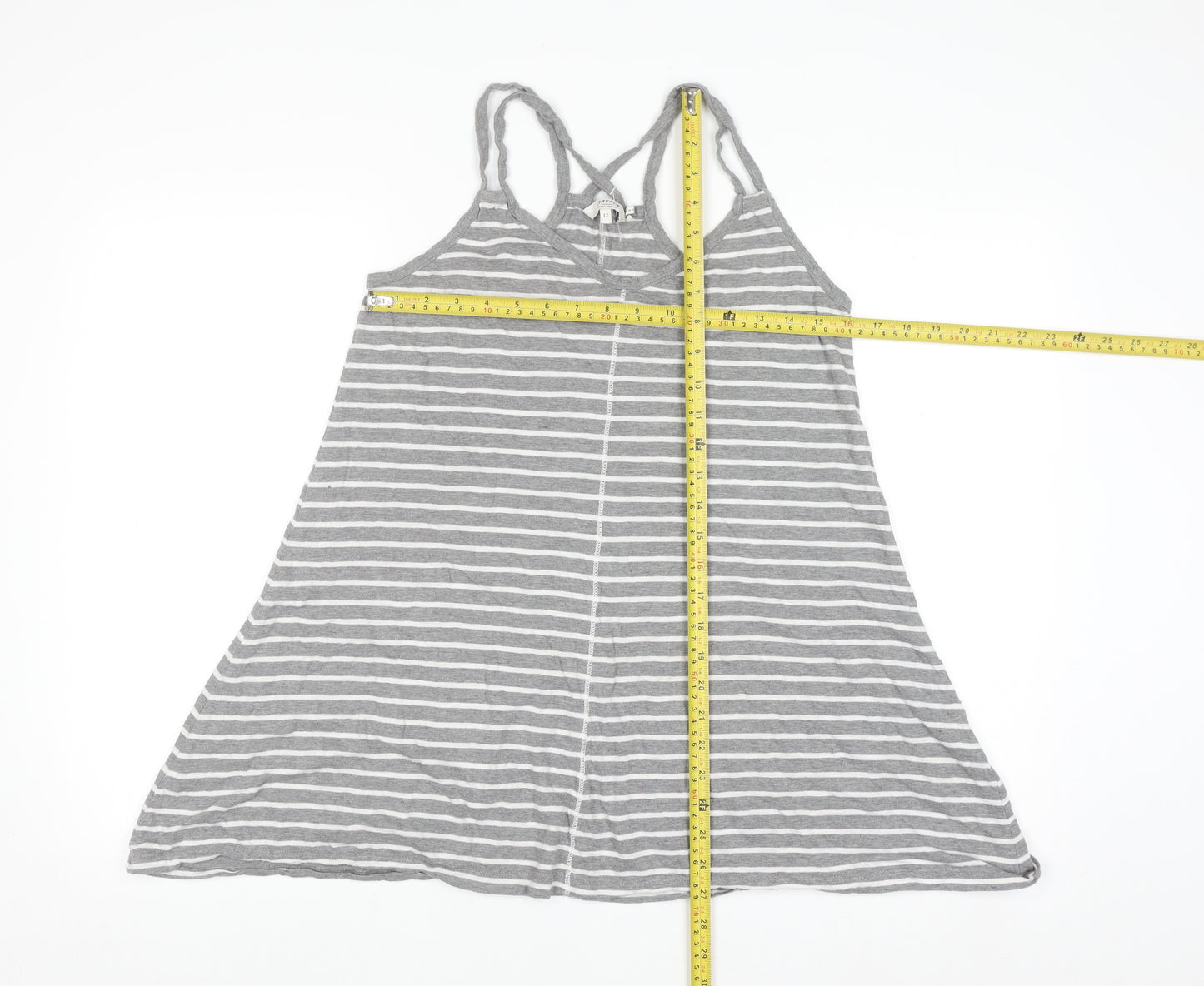 FatFace Women's Grey Striped Cotton Modal Camisole Tank Top Size 12