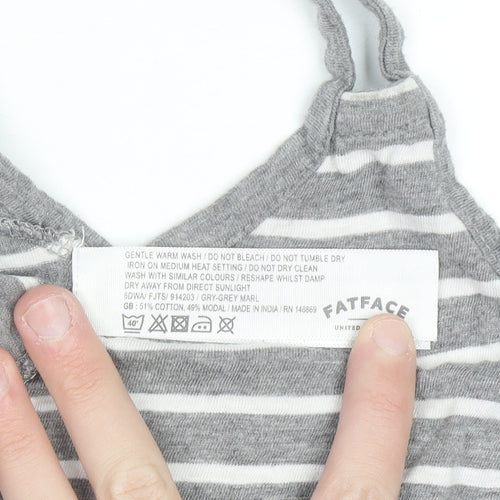 FatFace Women's Grey Striped Cotton Modal Camisole Tank Top Size 12