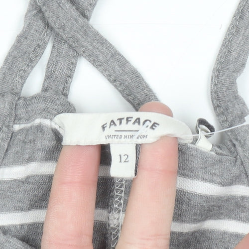 FatFace Women's Grey Striped Cotton Modal Camisole Tank Top Size 12