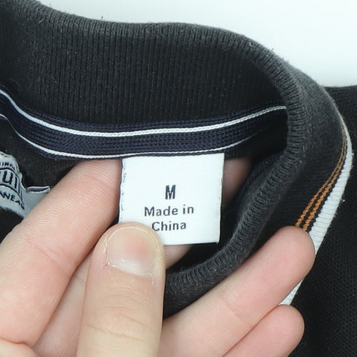 Original Penguin Men's Black Polo Shirt M Cotton Logo Trim