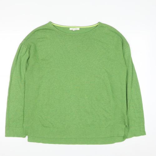 White Stuff Womens Green Cotton Blend Crew Neck Jumper Size 12