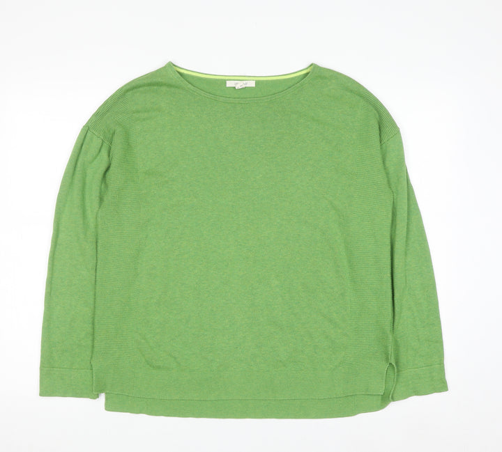 White Stuff Womens Green Cotton Blend Crew Neck Jumper Size 12