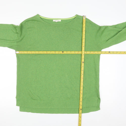 White Stuff Womens Green Cotton Blend Crew Neck Jumper Size 12