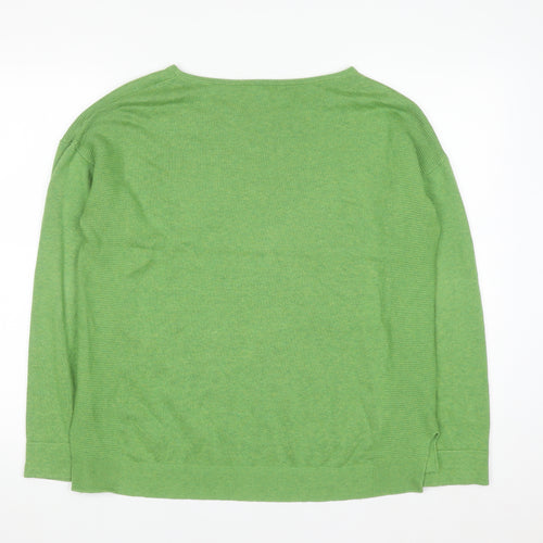White Stuff Womens Green Cotton Blend Crew Neck Jumper Size 12