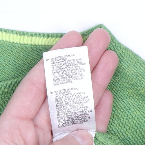White Stuff Womens Green Cotton Blend Crew Neck Jumper Size 12