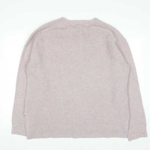 Uniqlo Women's Beige V-Neck Knit Jumper XL Wool Blend