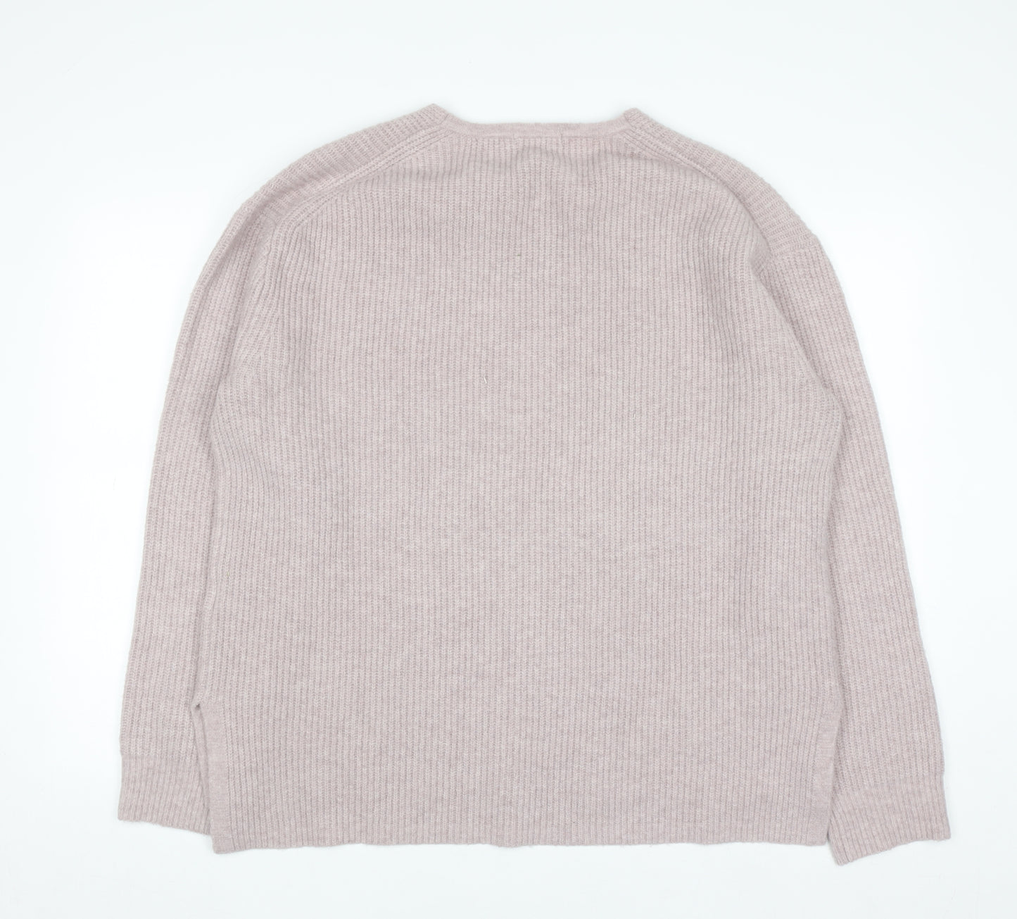 Uniqlo Women's Beige V-Neck Knit Jumper XL Wool Blend