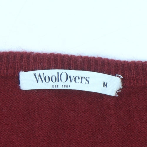 WoolOvers Men’s Red Merino Wool Cashmere V-Neck Jumper M