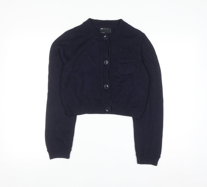 ASOS DESIGN Women's Navy Blue Cropped Cardigan Size S