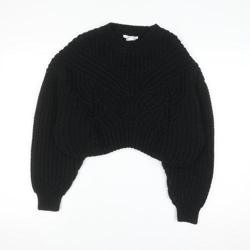 Topshop Women's Black Chunky-Knit Pullover Jumper Size S
