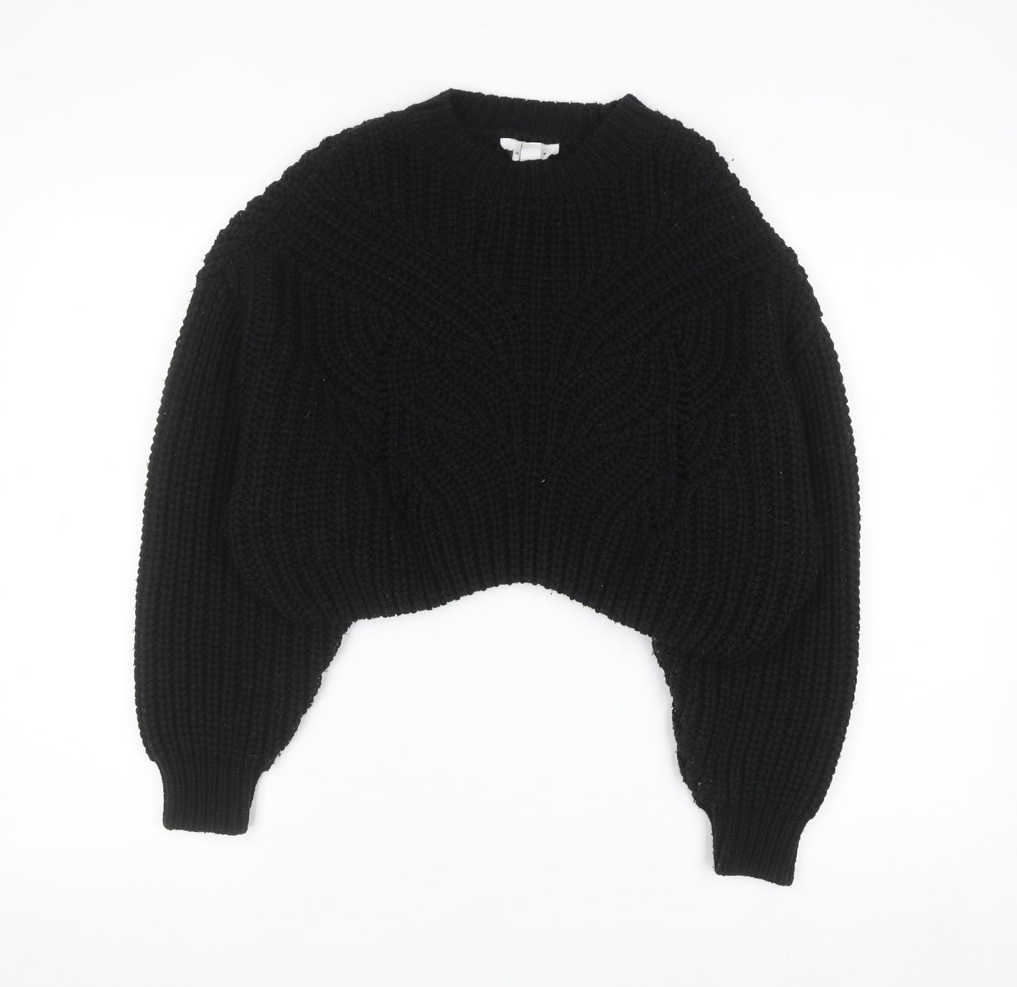Topshop Women's Black Chunky-Knit Pullover Jumper Size S
