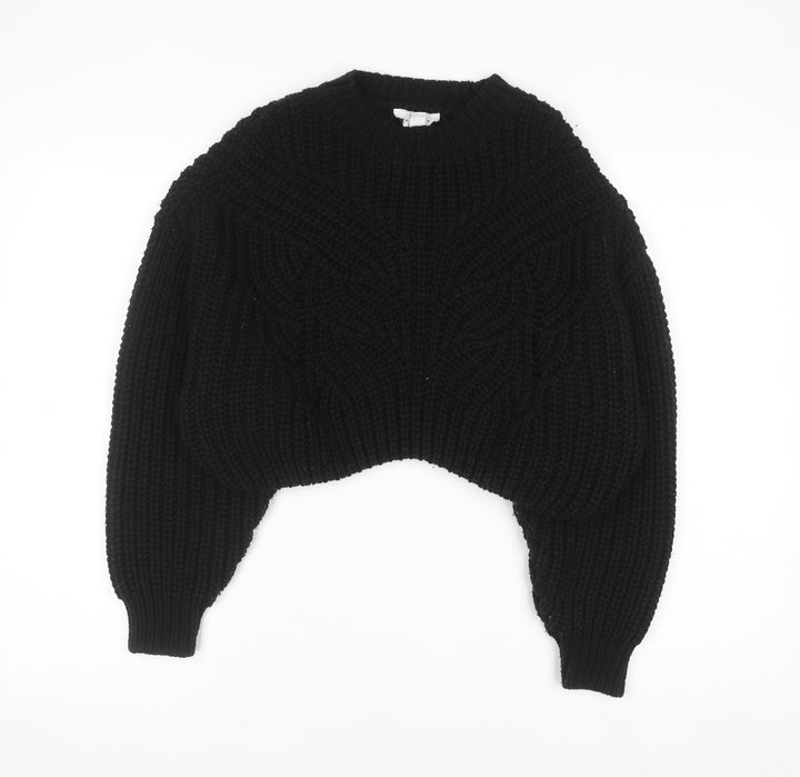 Topshop Women's Black Chunky-Knit Pullover Jumper Size S