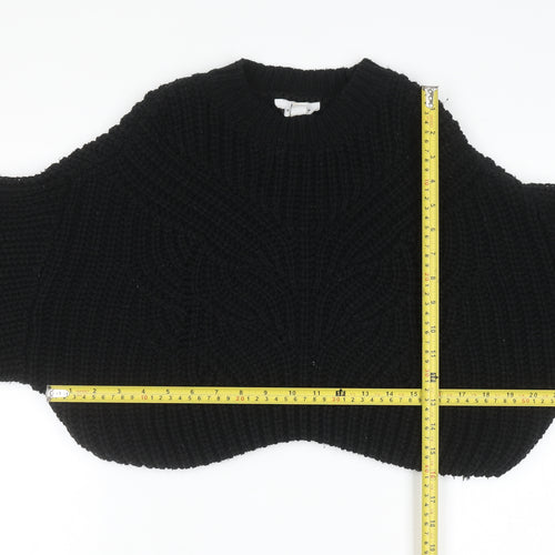 Topshop Women's Black Chunky-Knit Pullover Jumper Size S
