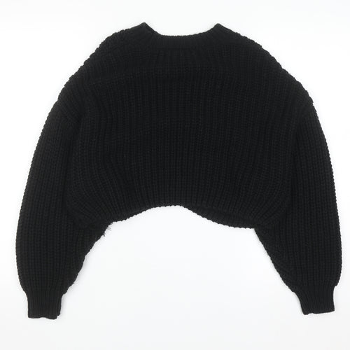 Topshop Women's Black Chunky-Knit Pullover Jumper Size S