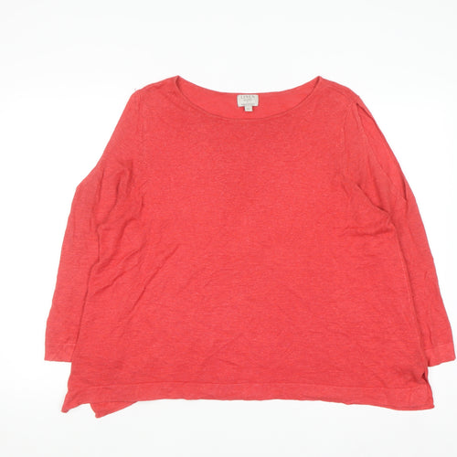 Monsoon Women Red Linen Blend Relaxed Fit XL Pullover Jumper