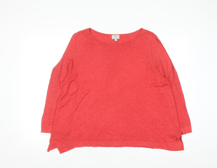 Monsoon Women Red Linen Blend Relaxed Fit XL Pullover Jumper