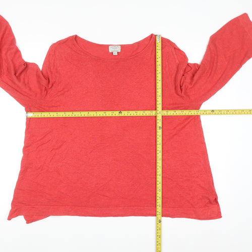 Monsoon Women Red Linen Blend Relaxed Fit XL Pullover Jumper