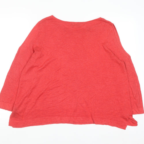 Monsoon Women Red Linen Blend Relaxed Fit XL Pullover Jumper