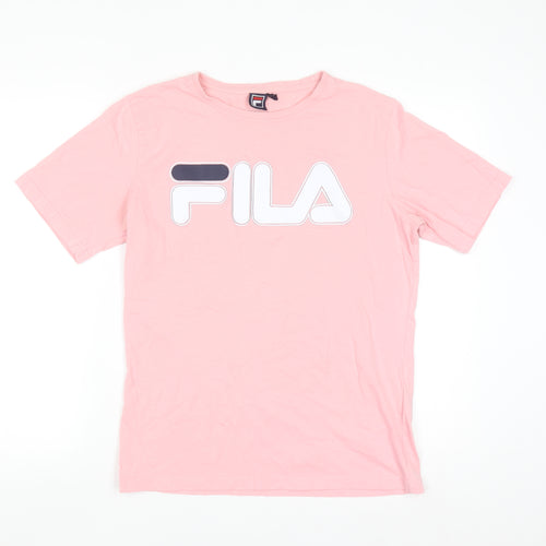 FILA Womens Pink Cotton Short Sleeve Basic Logo T-Shirt Size M