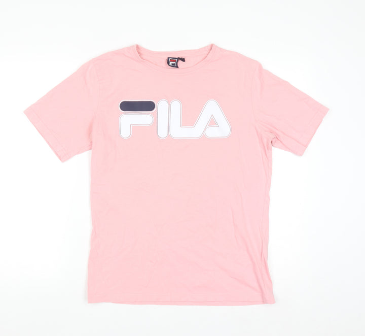 FILA Womens Pink Cotton Short Sleeve Basic Logo T-Shirt Size M