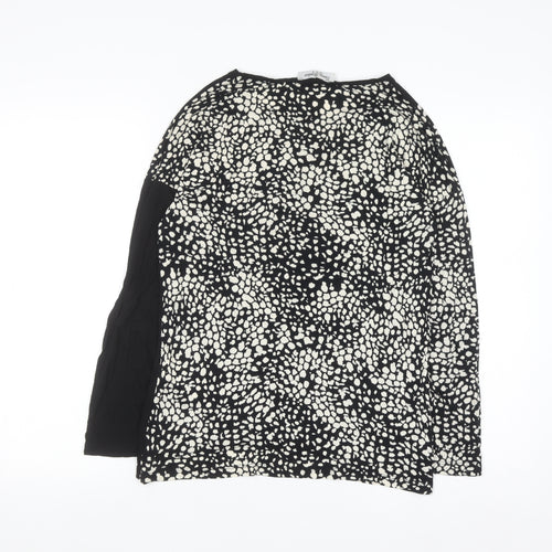Zarra Gembos Womens Black Leopard Embroidered Cotton Jersey Long Sleeve T-Shirt Size 10