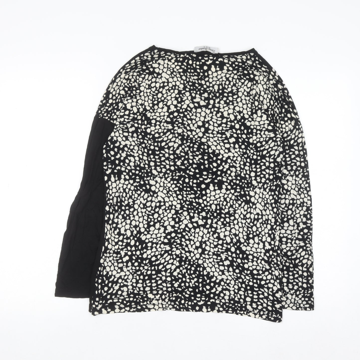 Zarra Gembos Womens Black Leopard Embroidered Cotton Jersey Long Sleeve T-Shirt Size 10