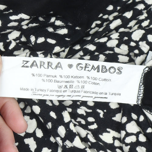 Zarra Gembos Womens Black Leopard Embroidered Cotton Jersey Long Sleeve T-Shirt Size 10