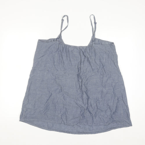 New Look Inspire Blue Cotton Lace V-Neck Camisole Top Size 18