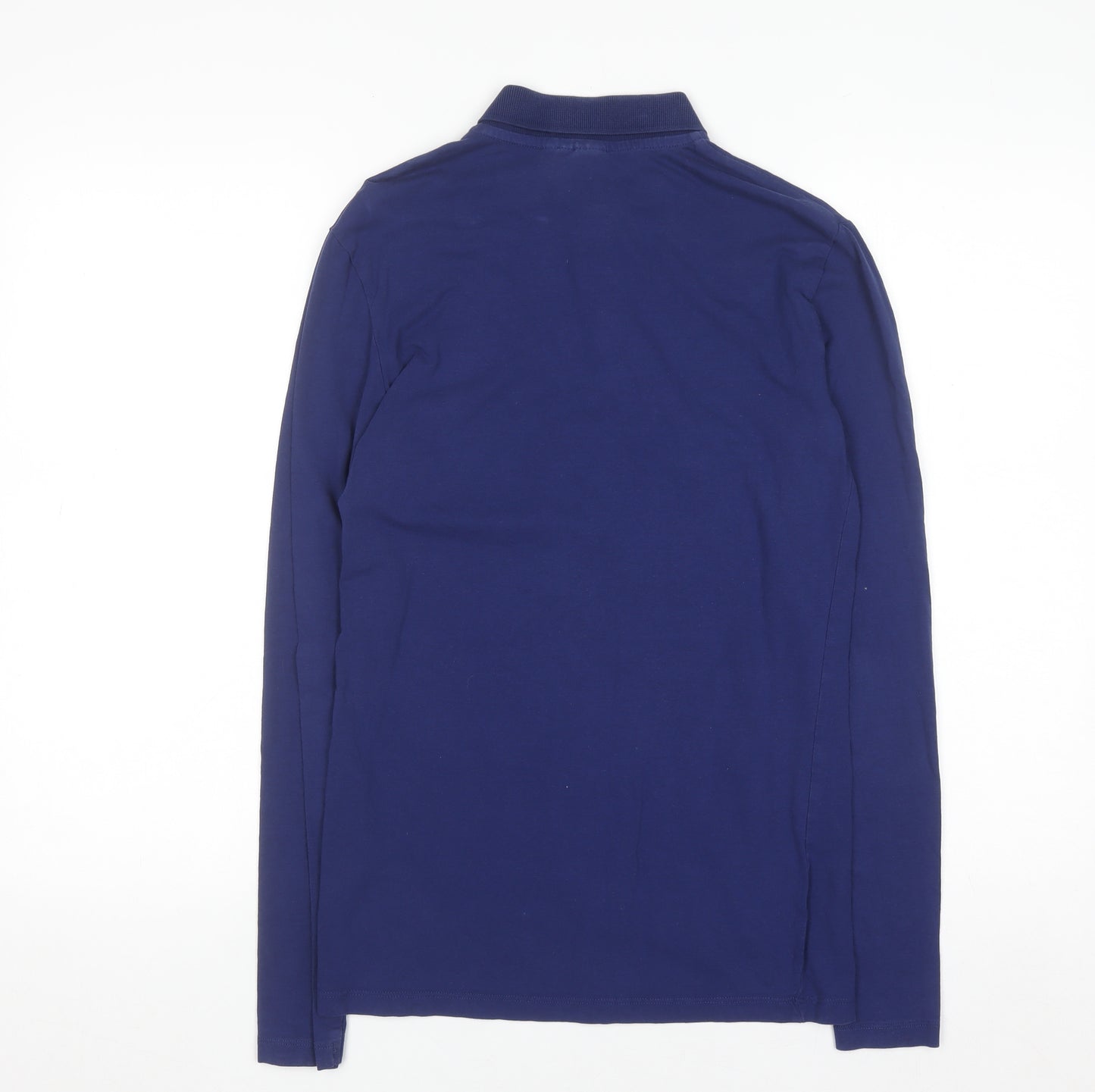 ASOS Men's Blue Long Sleeve Cotton Stretch Polo Shirt Size S