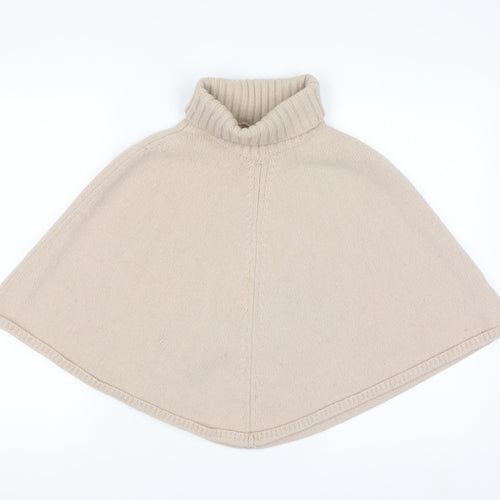 Monsoon Women's Beige Lambswool Roll Neck Cape Jumper S