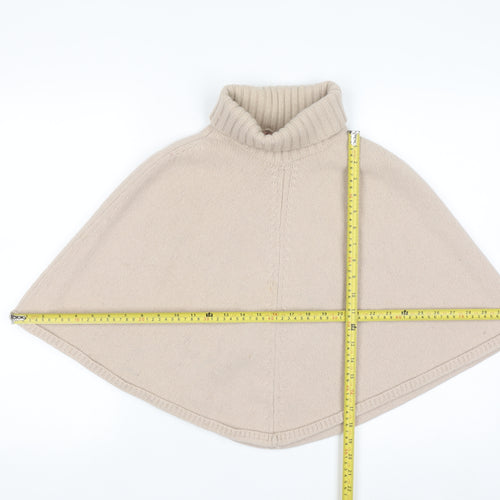 Monsoon Women's Beige Lambswool Roll Neck Cape Jumper S