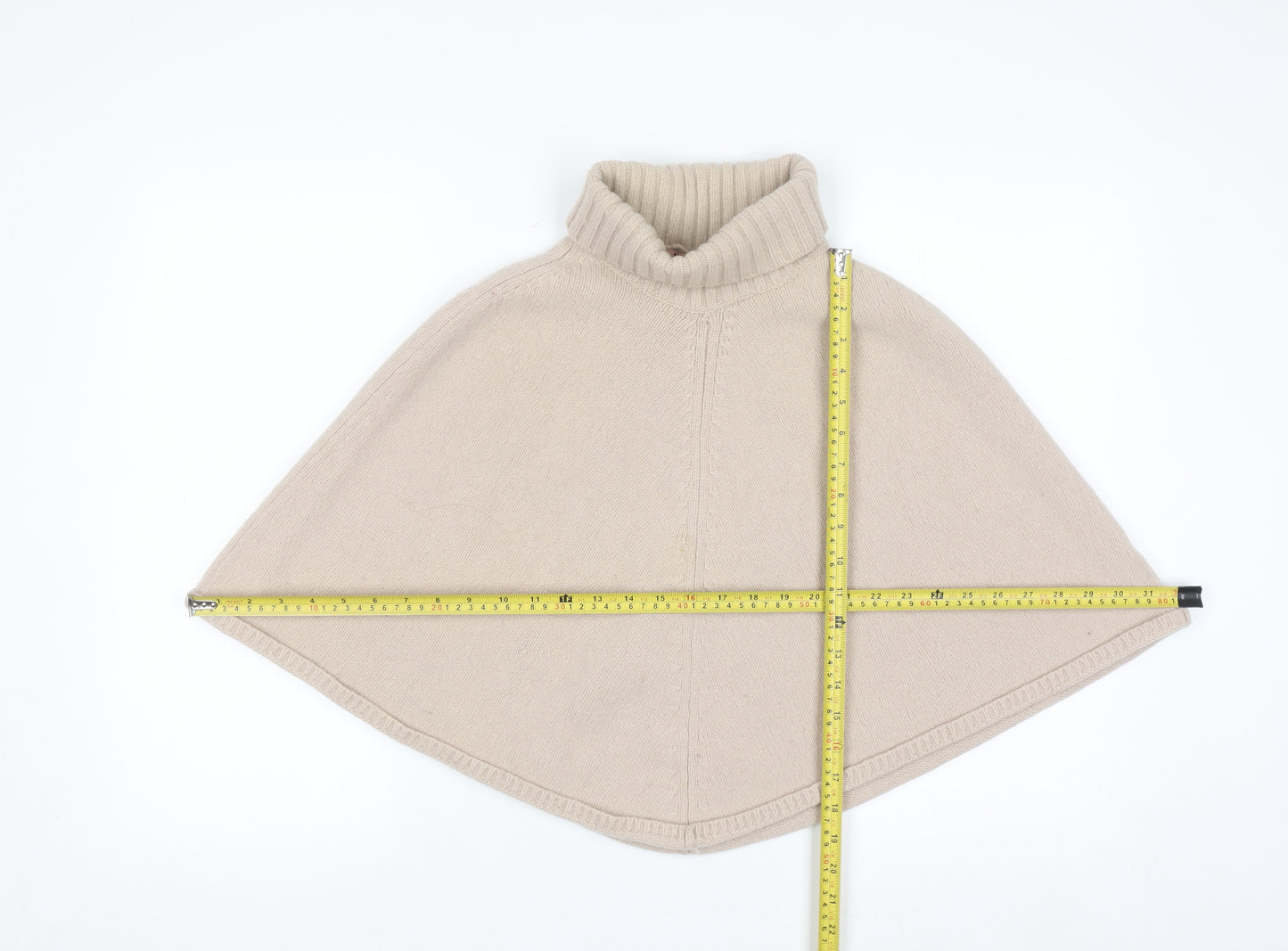 Monsoon Women's Beige Lambswool Roll Neck Cape Jumper S