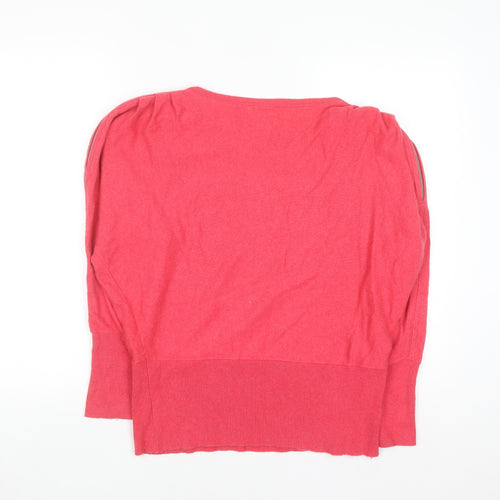 Mint Velvet Women's Pink Medium Boat Neck Jumper with Zip Detail