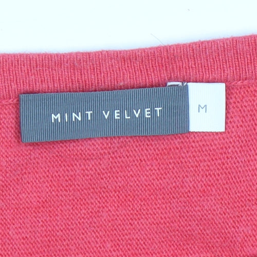 Mint Velvet Women's Pink Medium Boat Neck Jumper with Zip Detail