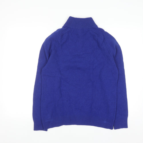 Lands' End Men’s Blue Lambswool Half Zip Jumper Size M