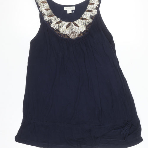 Monsoon Women’s Blue Beaded Tunic Tank Top Size 12
