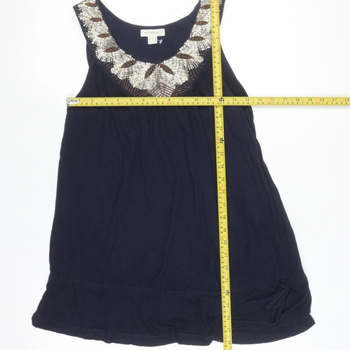 Monsoon Women’s Blue Beaded Tunic Tank Top Size 12
