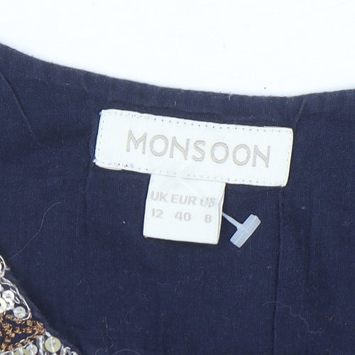 Monsoon Women’s Blue Beaded Tunic Tank Top Size 12